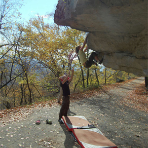 A person bouldering on Undercliff road