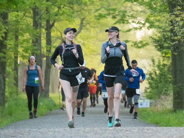 Rock the ridge runners smile as they run on course at the Pin Oak Allee at Mohonk Preserve