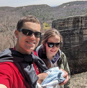 Pete hiking on the Preserve near Lost City with Shannon Hinkey and their new baby, Ashton. 