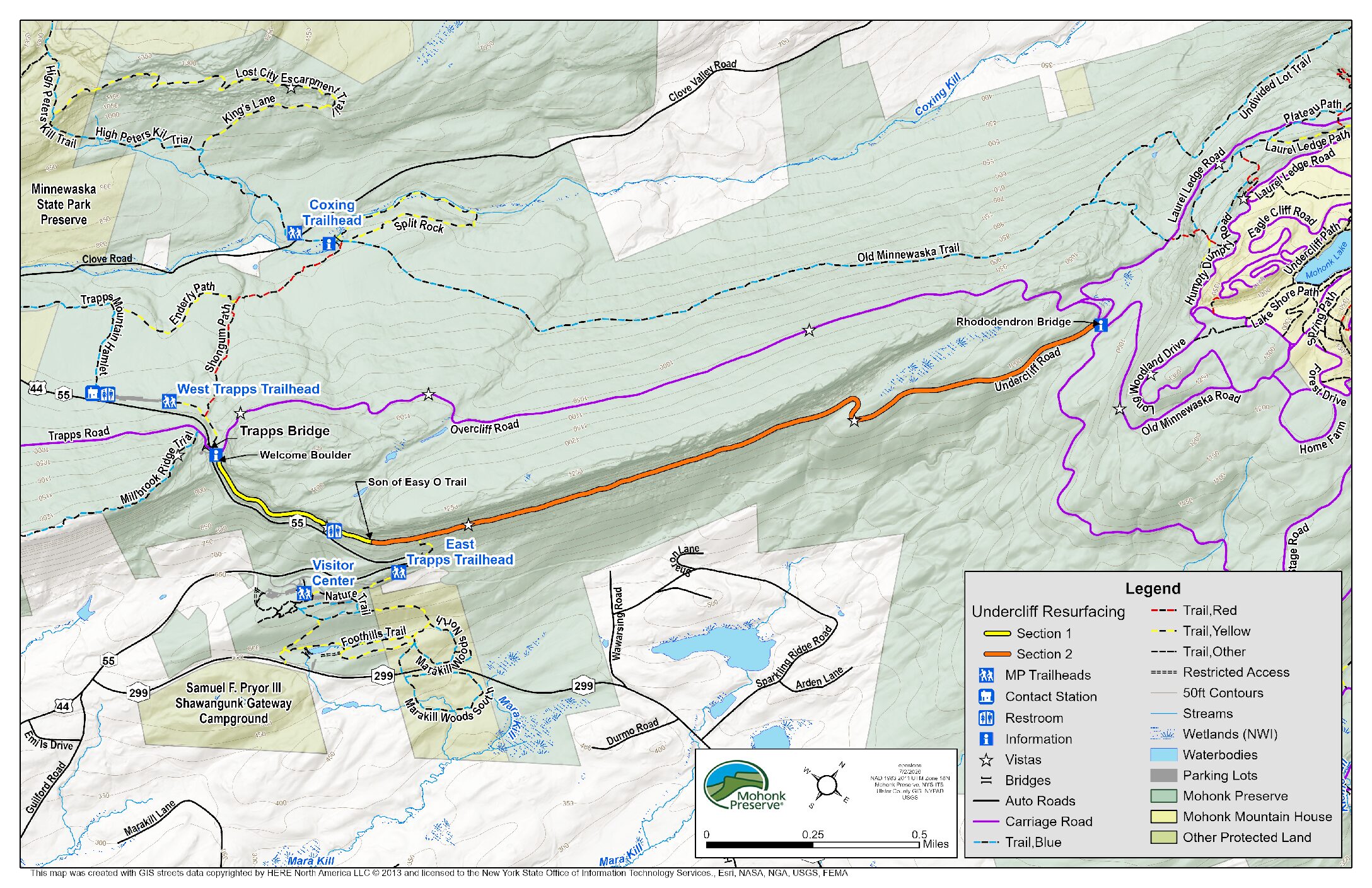 Undercliff Carriage Road Closure Map 2026